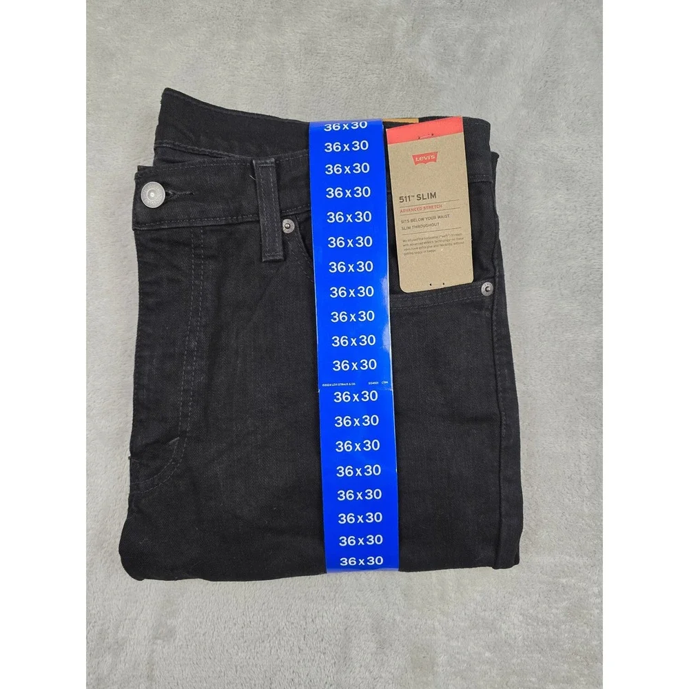 Levi's 511 Slim Jeans Mens 36x30 Black Advanced Stretch Denim Pants